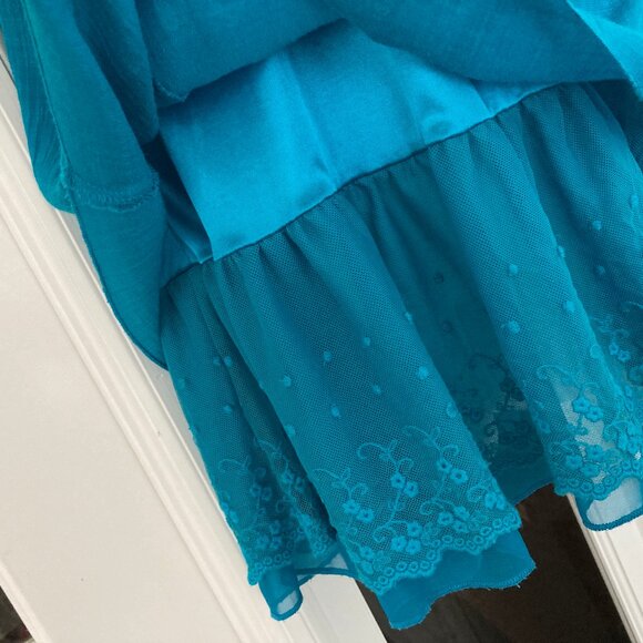 Indigo Soul Turquoise Sleeveless Three Tiered Bohemian Tunic Blouse Medium - Picture 5 of 8